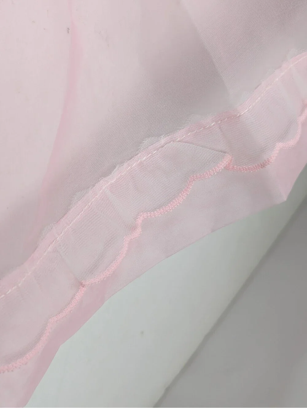 NWT Pink Sheer Half Apron Floral Lace Trim Hostess Cottagecore Beco Original VTG